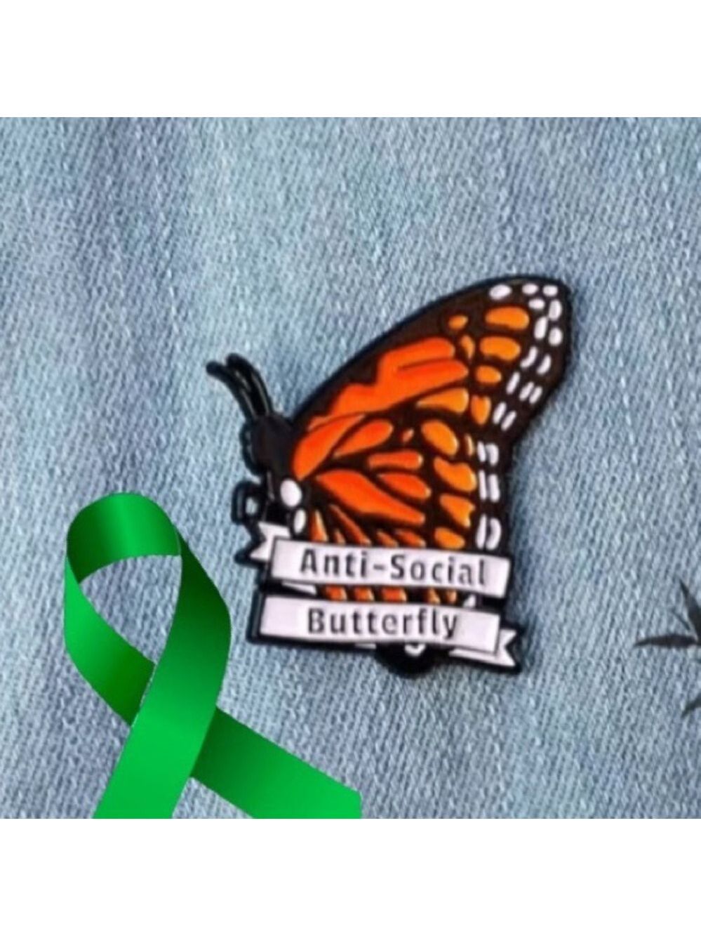 Anti-social Butterfly mental health awareness pin broach